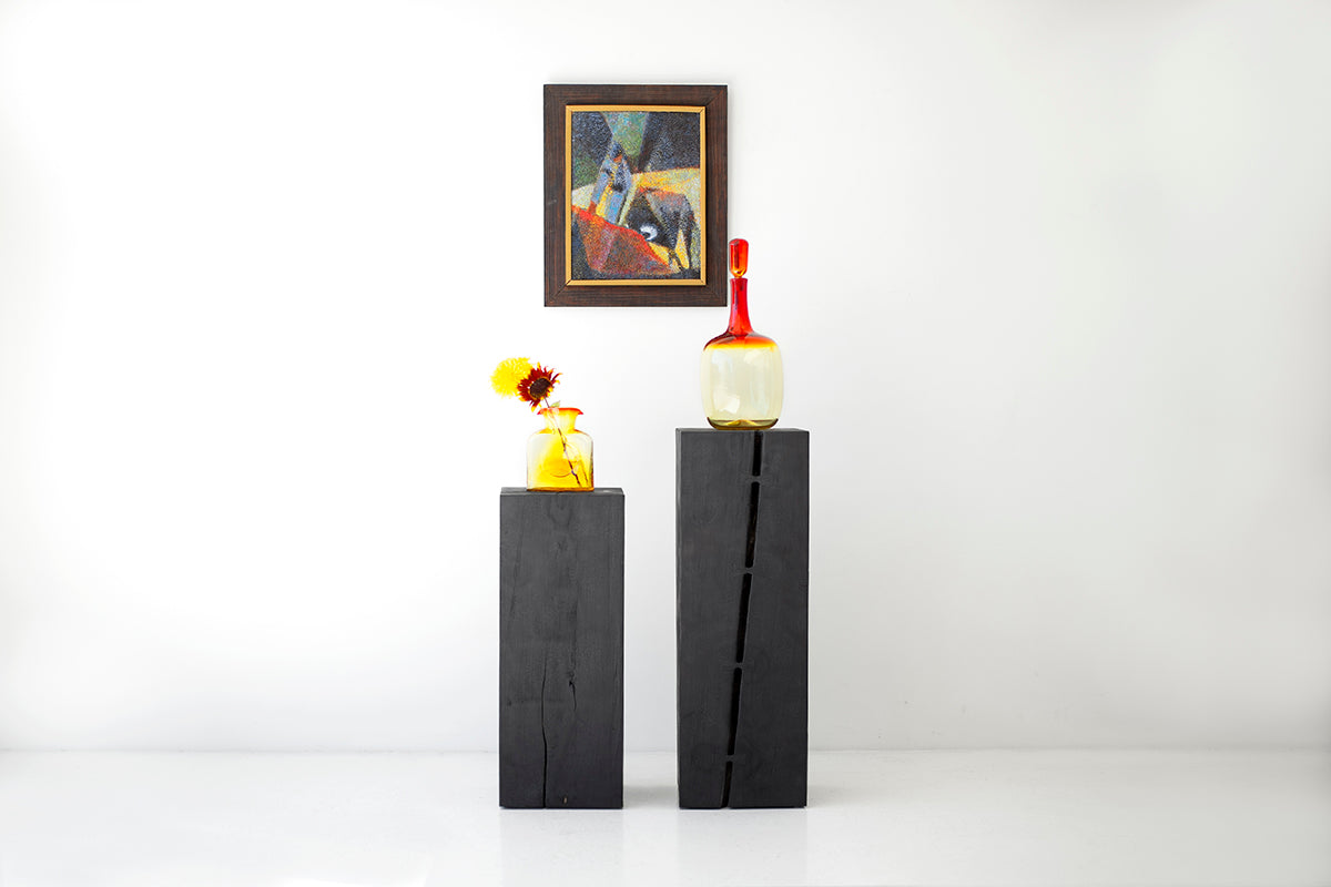 Art Pedestal - Solid Wood and Shou Sugi Ban for Bertu Home - 1425