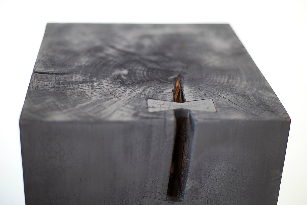 Art Pedestal - Solid Wood and Shou Sugi Ban for Bertu Home - 1425