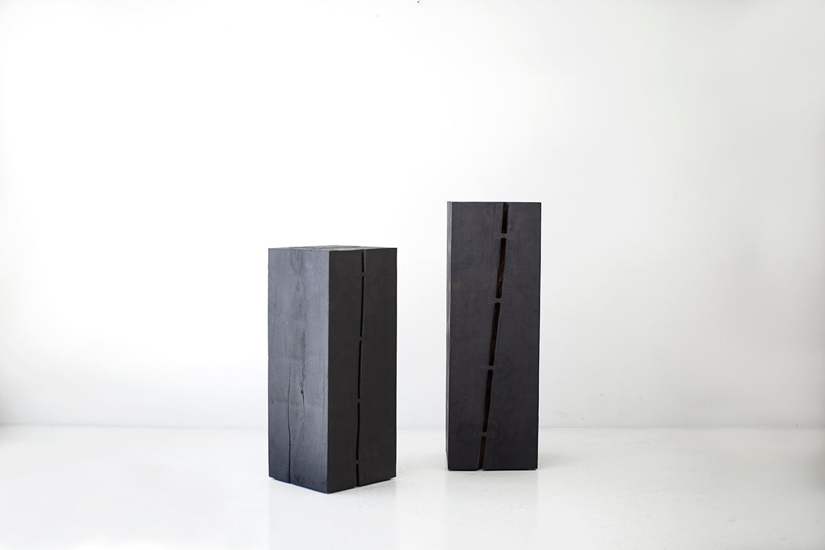 Art Pedestal - Solid Wood and Shou Sugi Ban for Bertu Home - 1425