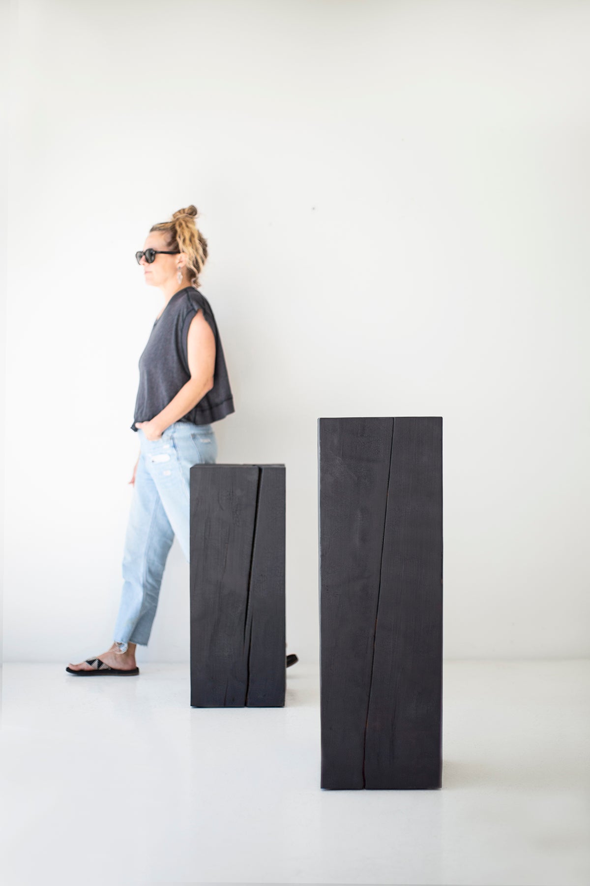Art Pedestal - Solid Wood and Shou Sugi Ban for Bertu Home - 1425