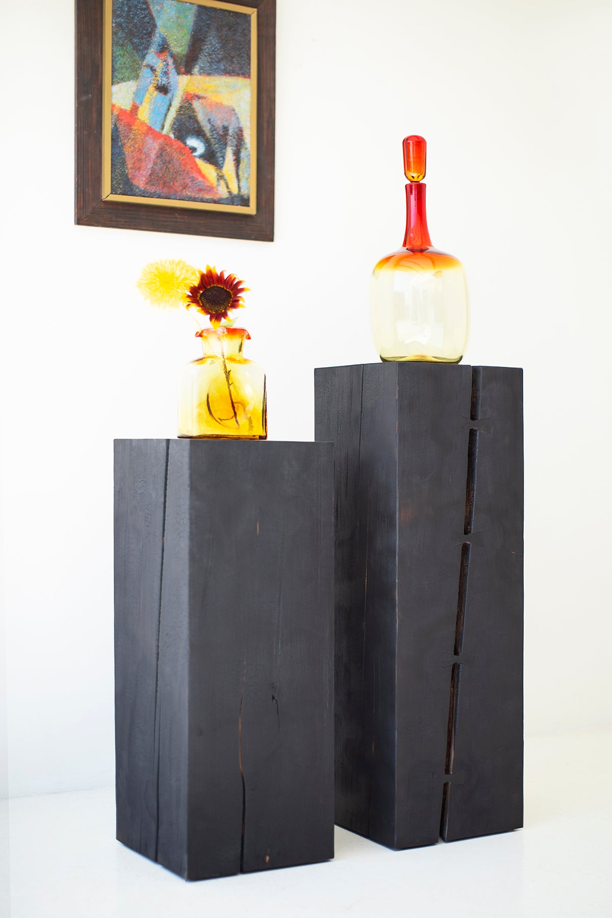 Art Pedestal - Solid Wood and Shou Sugi Ban for Bertu Home - 1425