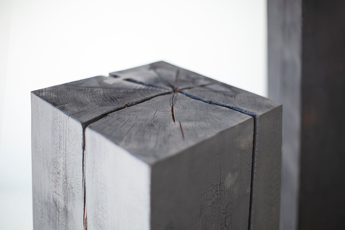 Art Pedestal - Solid Wood and Shou Sugi Ban for Bertu Home - 1425