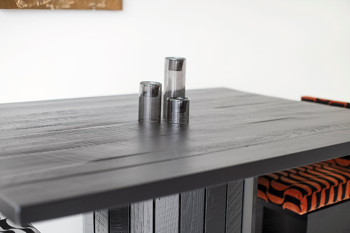 Black Reclaimed Wood Dining Table - The Bellhop- For Bertu Home - 2125