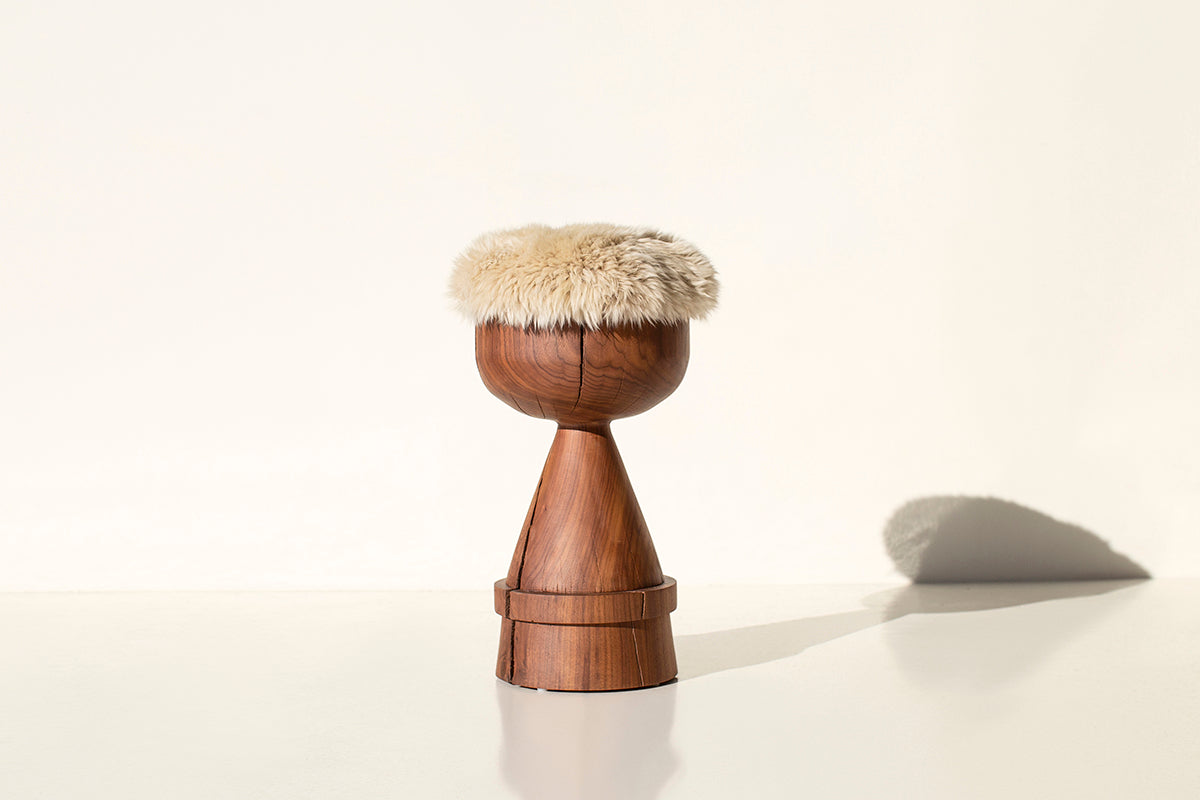 Boca Counter Stool in Walnut with Sheepskin - For Bertu Home - 2825