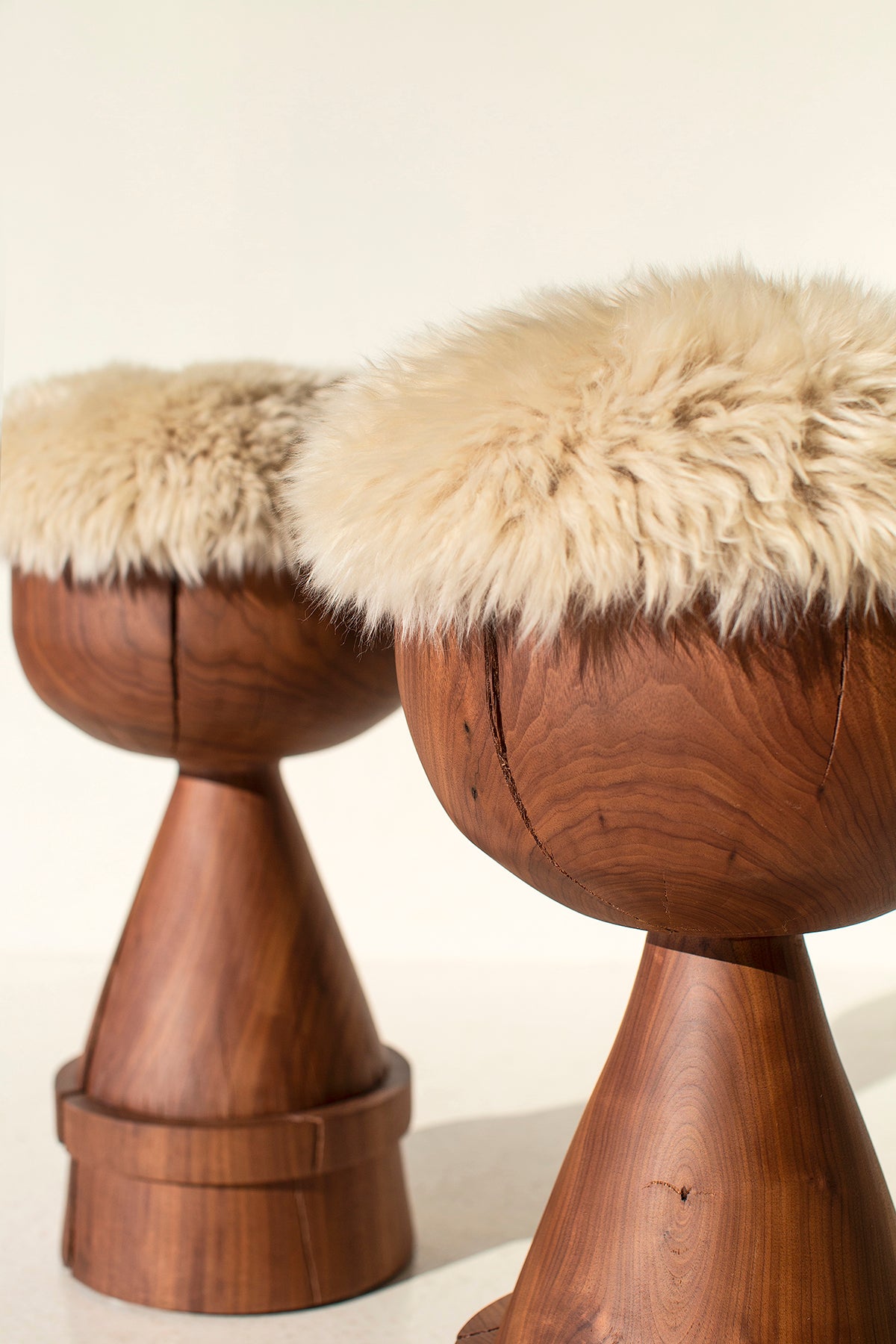 Boca Counter Stool in Walnut with Sheepskin - For Bertu Home - 2825