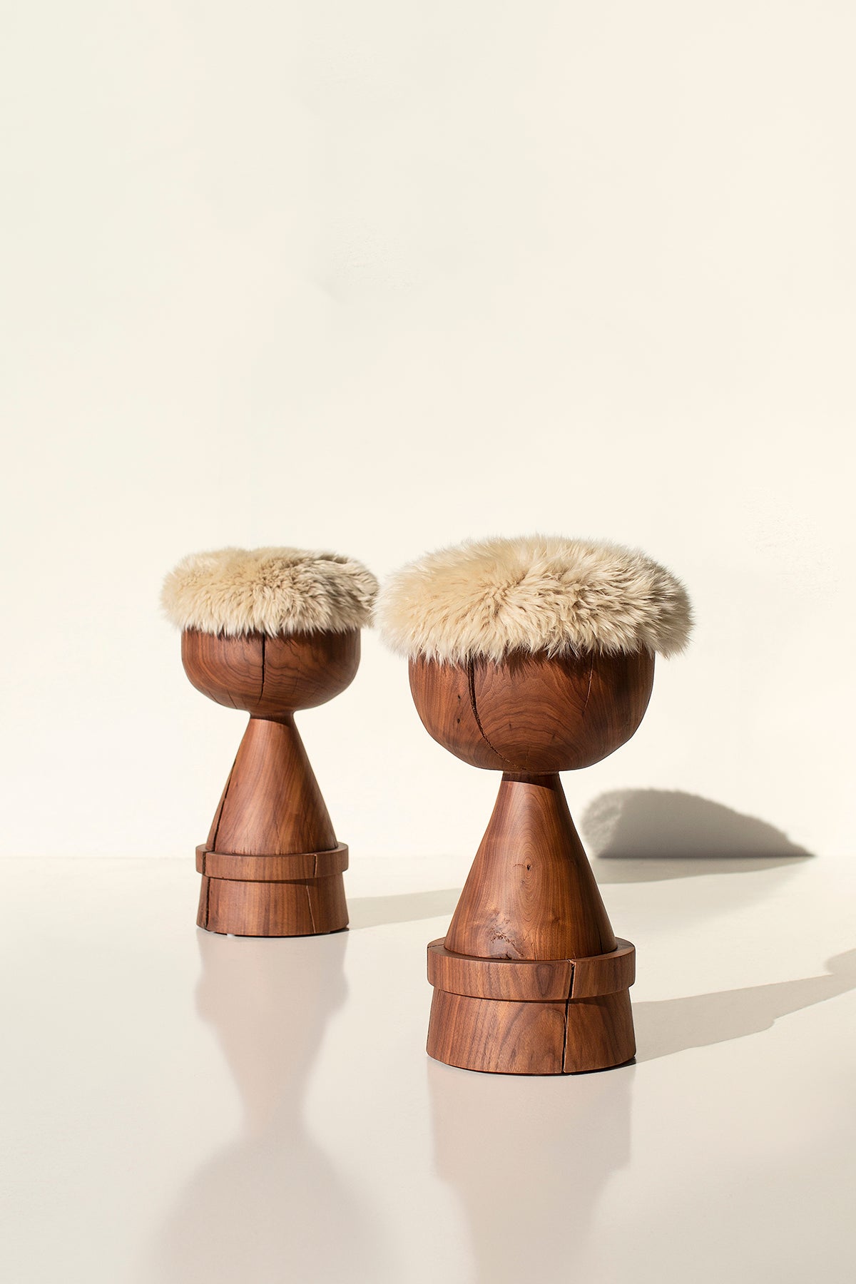 Boca Counter Stool in Walnut with Sheepskin - For Bertu Home - 2825
