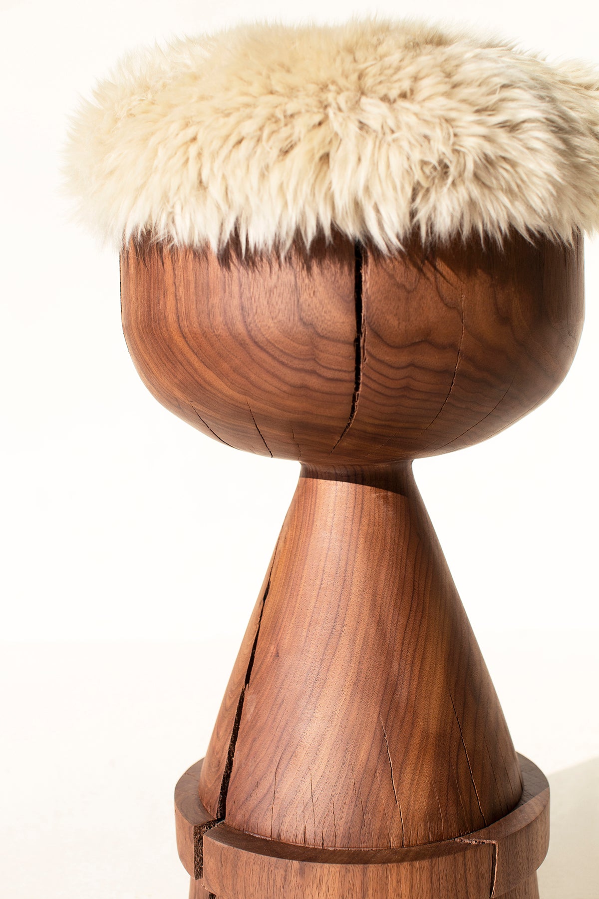 Boca Counter Stool in Walnut with Sheepskin - For Bertu Home - 2825
