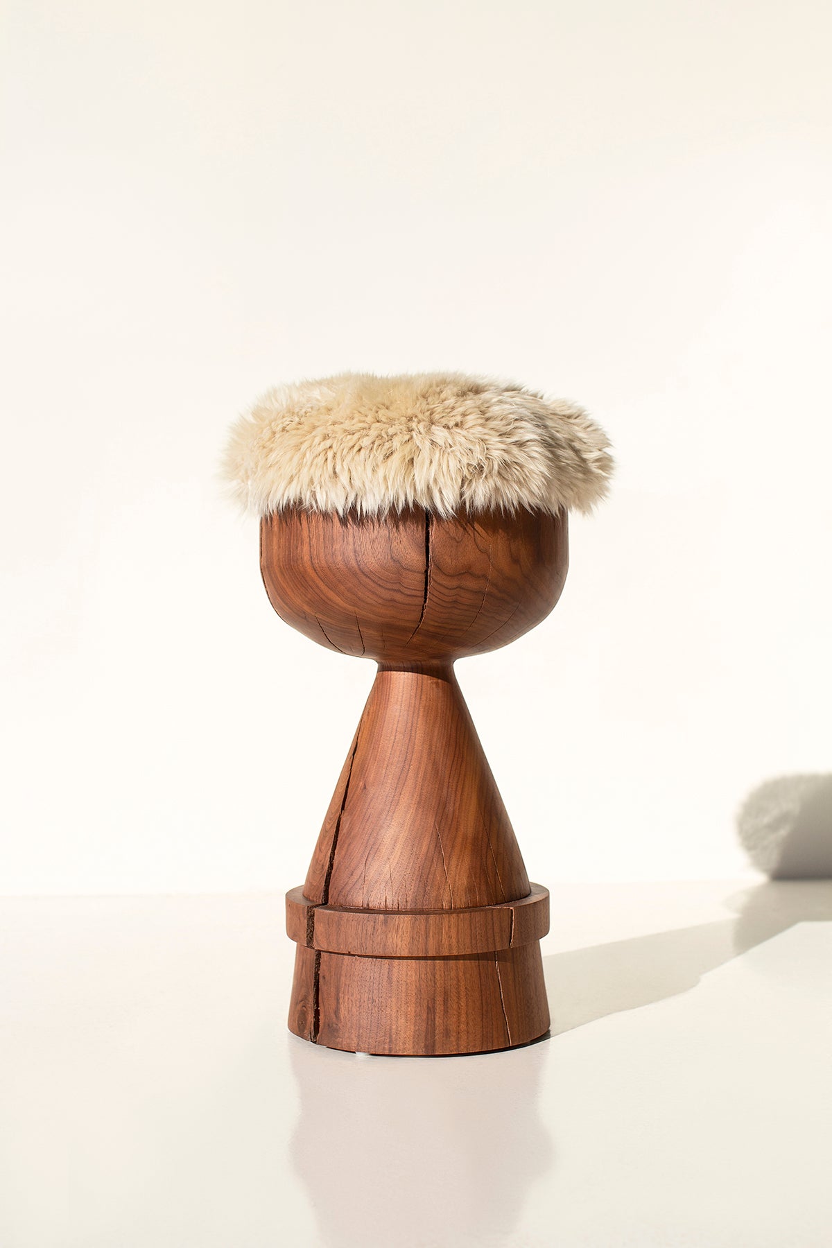 Boca Counter Stool in Walnut with Sheepskin - For Bertu Home - 2825
