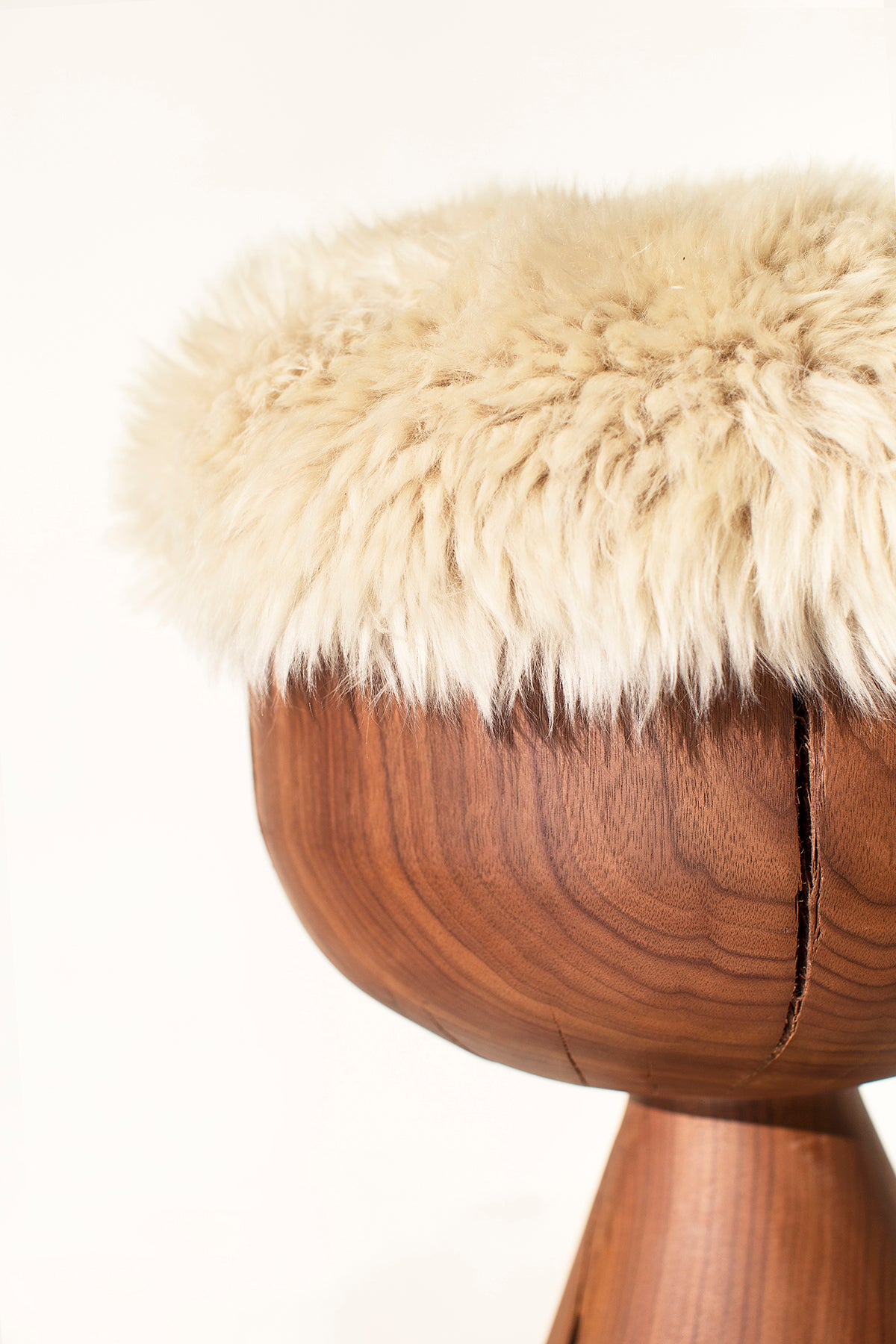 Boca Counter Stool in Walnut with Sheepskin - For Bertu Home - 2825