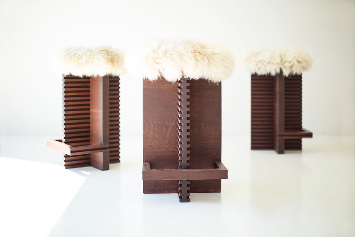 Cicely Counter Stool in Walnut and Sheepskin for Bertu Home - 1125