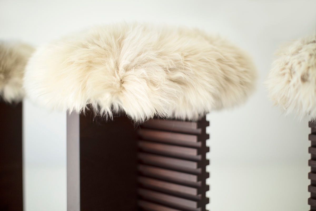 Cicely Counter Stool in Walnut and Sheepskin for Bertu Home - 1125