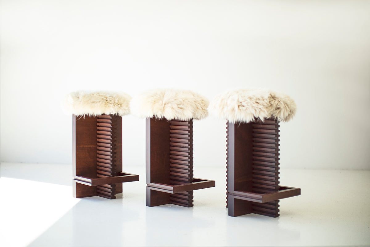 Cicely Counter Stool in Walnut and Sheepskin for Bertu Home - 1125