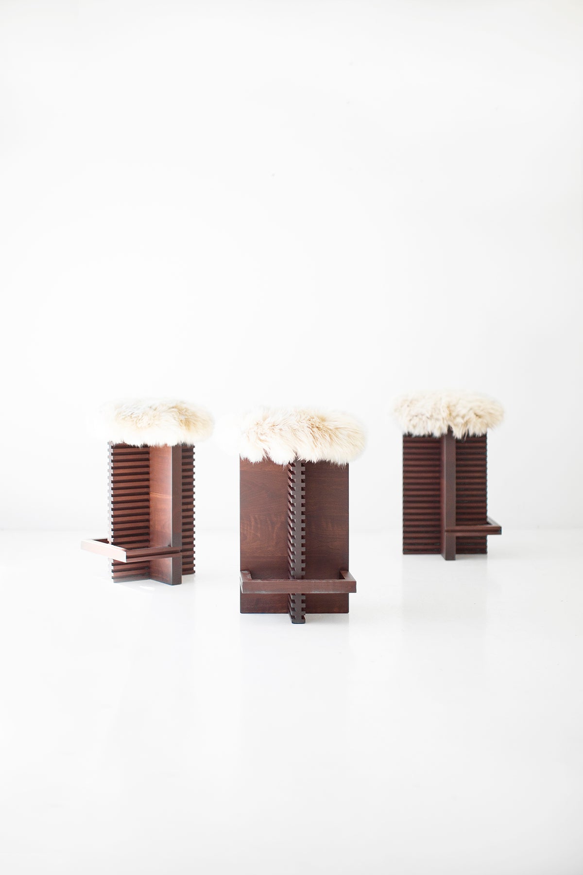 Cicely Counter Stool in Walnut and Sheepskin for Bertu Home - 1125