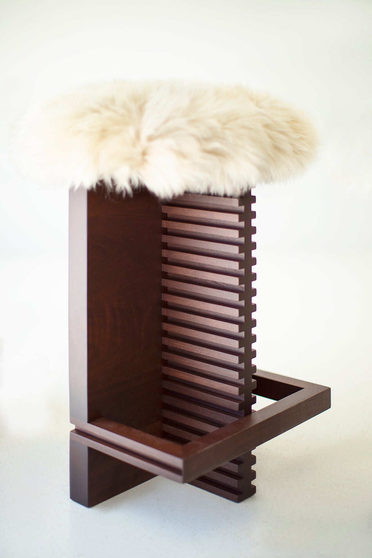 Cicely Counter Stool in Walnut and Sheepskin for Bertu Home - 1125