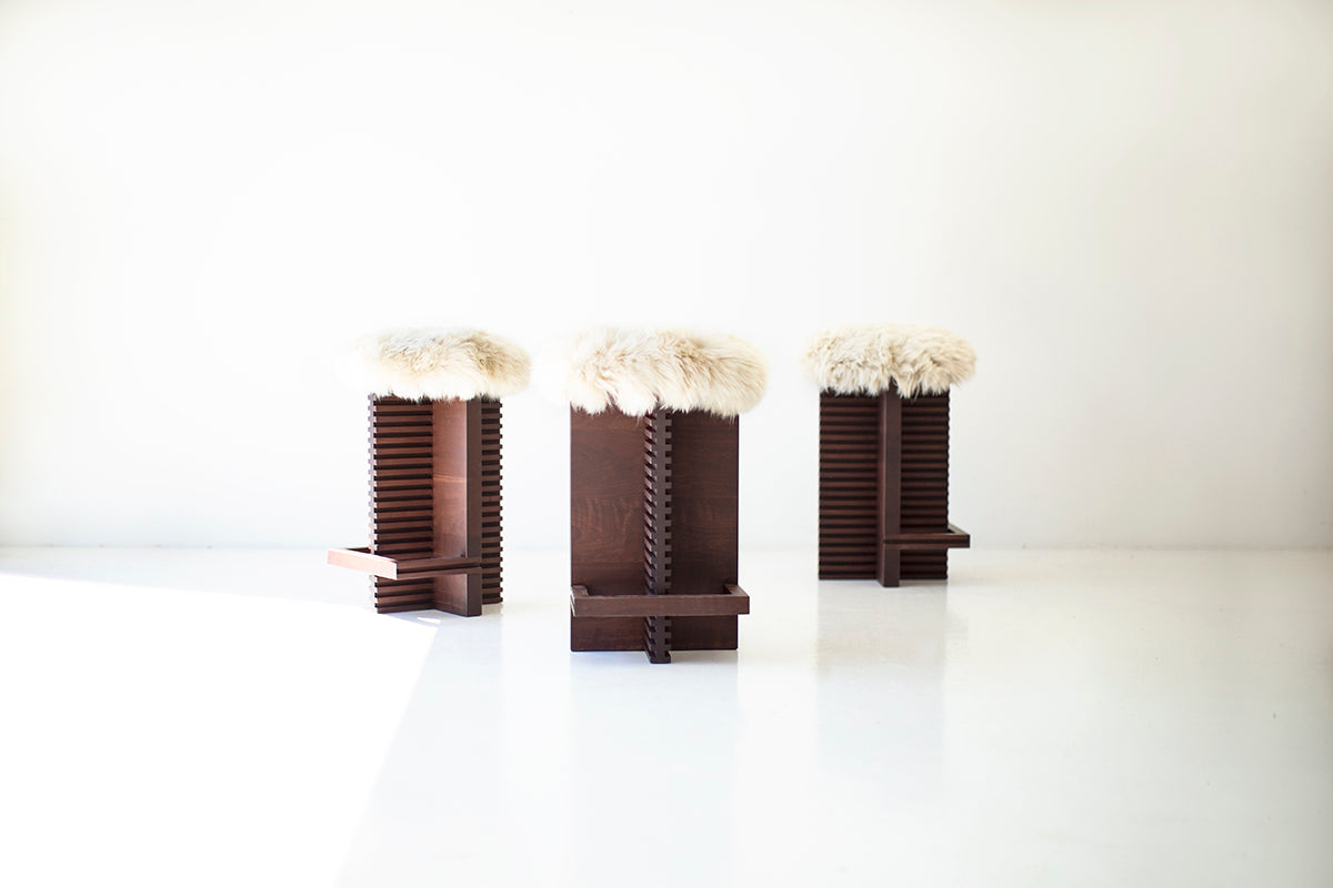 Cicely Counter Stool in Walnut and Sheepskin for Bertu Home - 1125