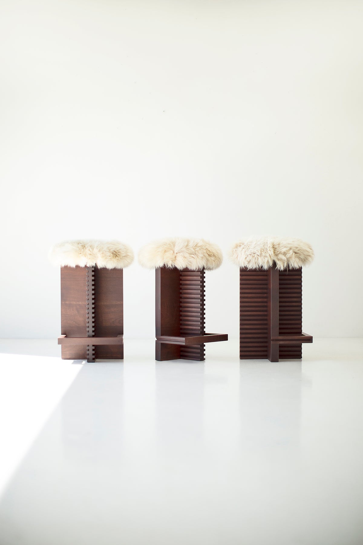 Cicely Counter Stool in Walnut and Sheepskin for Bertu Home - 1125