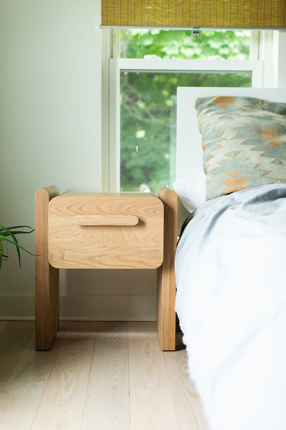 Iris Nightstand In Bleached White Oak for Bertu Home - 1124