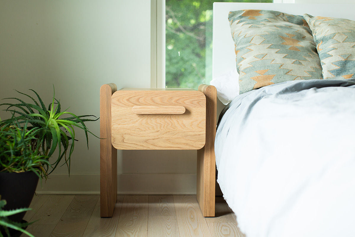 Iris Nightstand In Bleached White Oak for Bertu Home - 1124