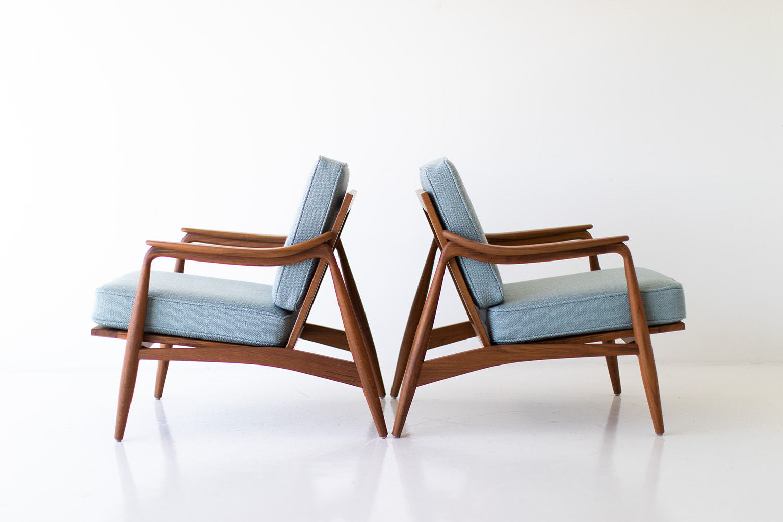 Lawrence Peabody Cane Back Teak Lounge Chairs - 2001P