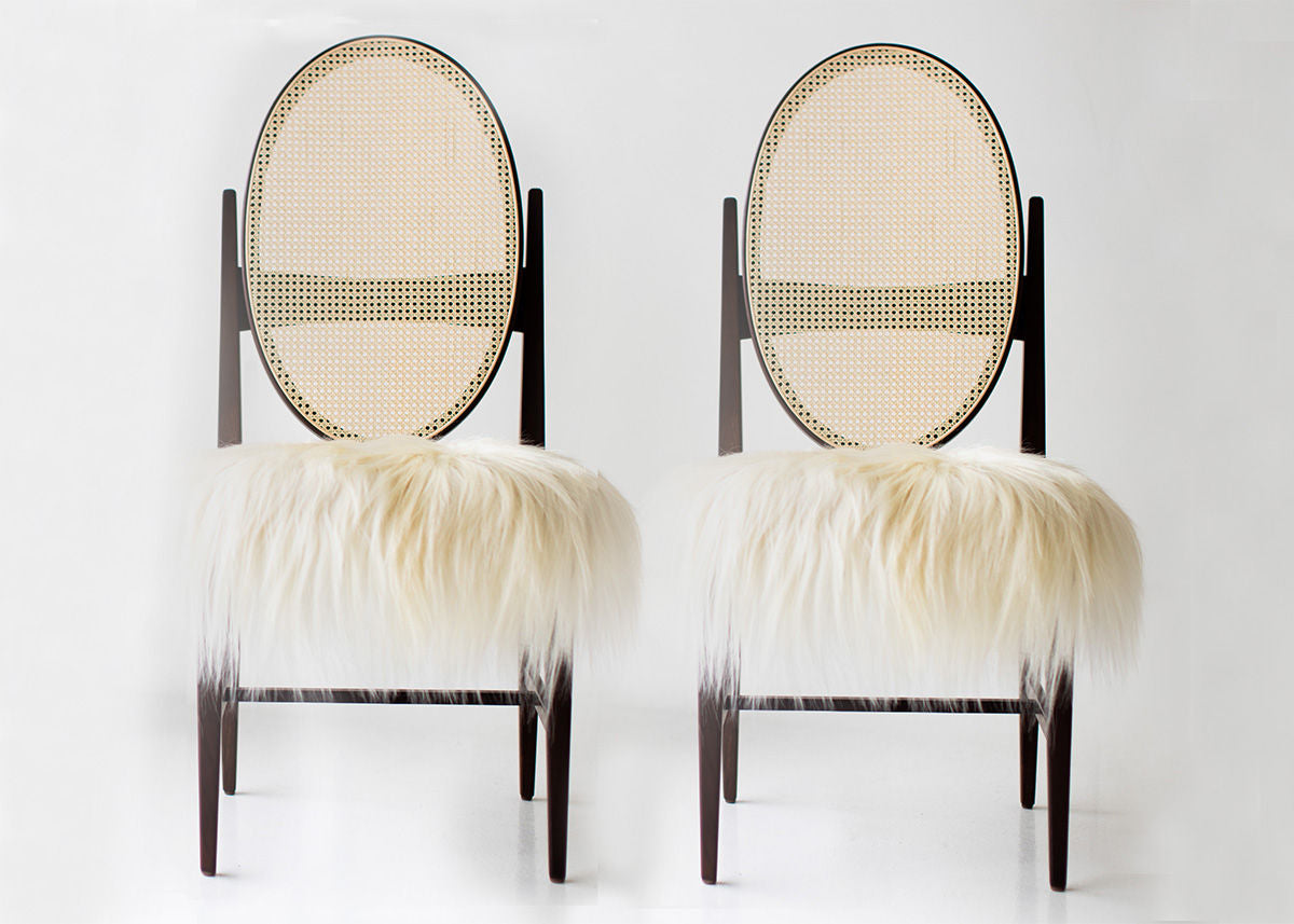 Milo Baughman Oval Cane Back Walnut Side Chair for Craft Associates - B634