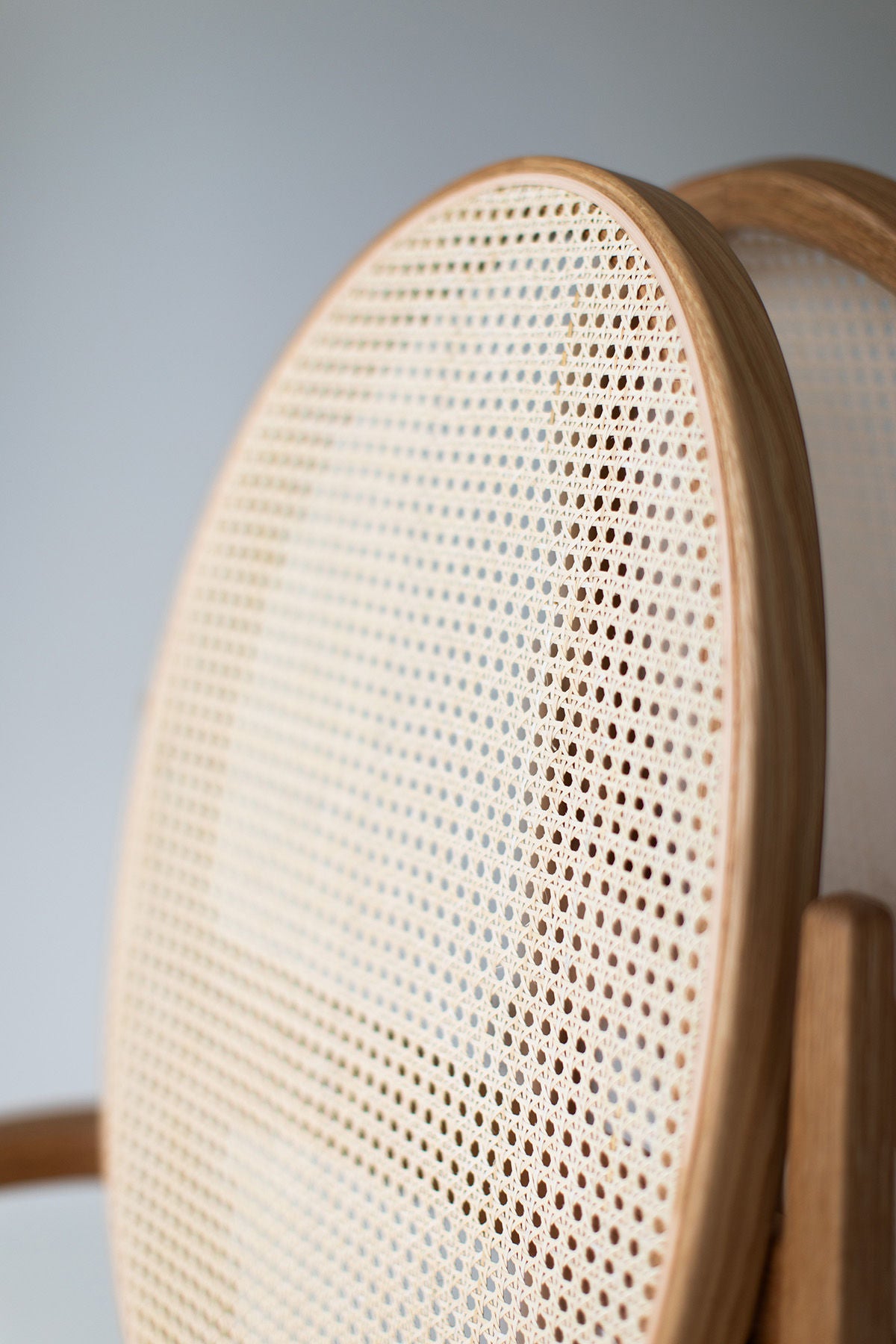 Milo Baughman Oval Cane Back White Oak Side Chair for Craft Associates - B634