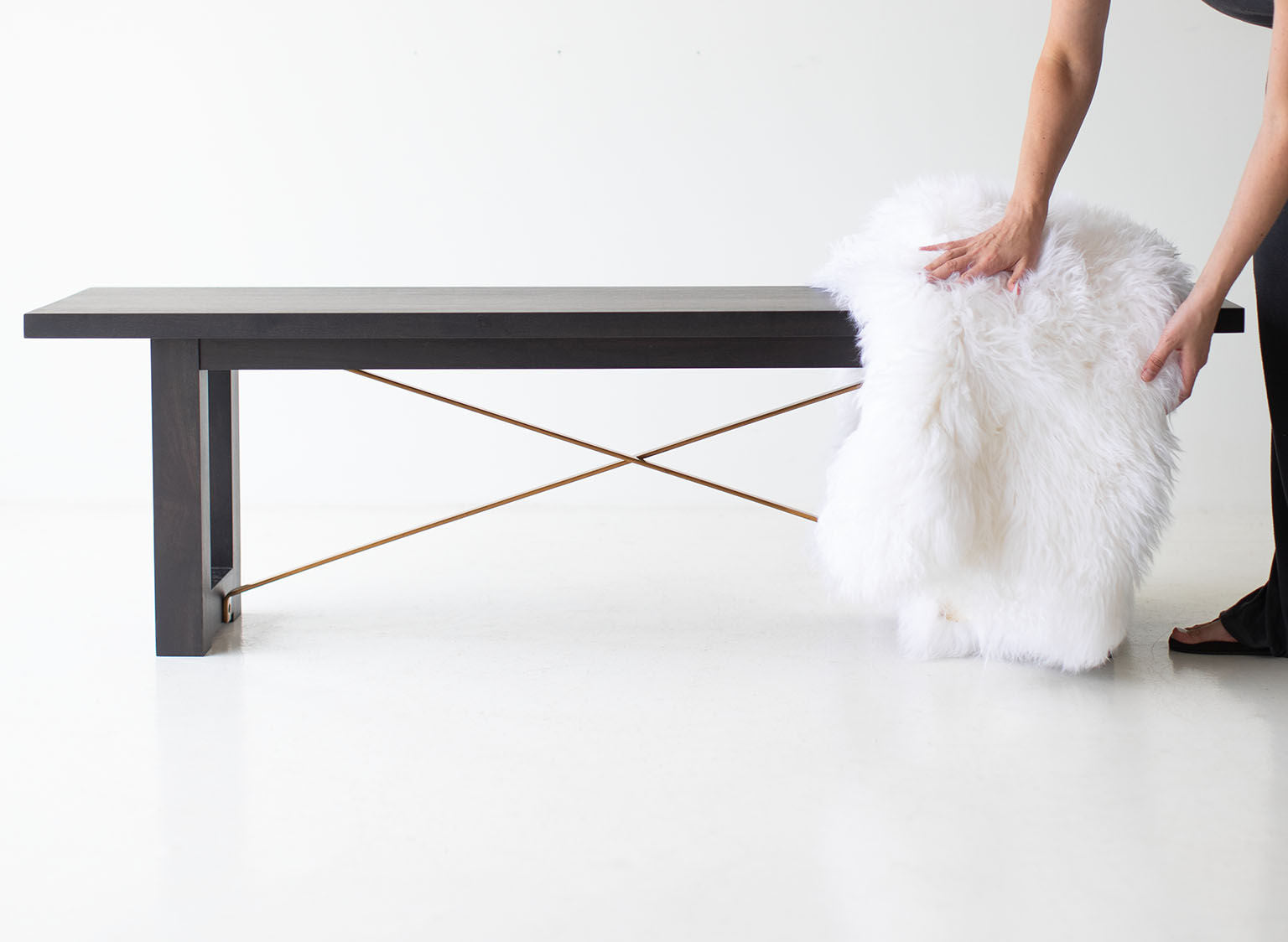 Modern Bench - Black and Brass - 0919