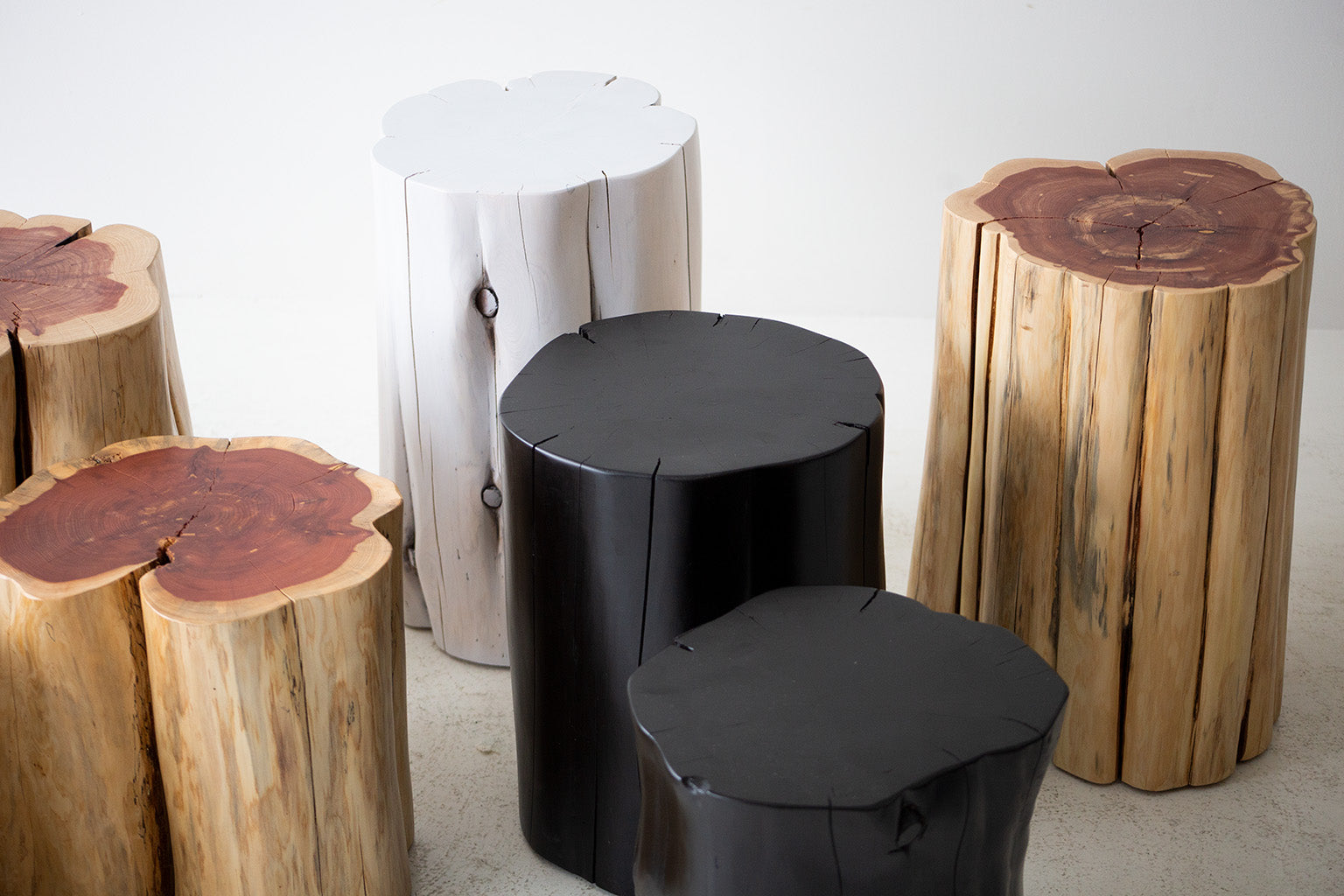 Modern Side Table / 13” Diameter Black Stump