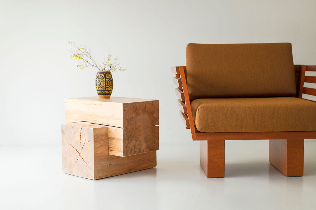 Wood beam End Table - The Tetris - For Bertu Home - 3525