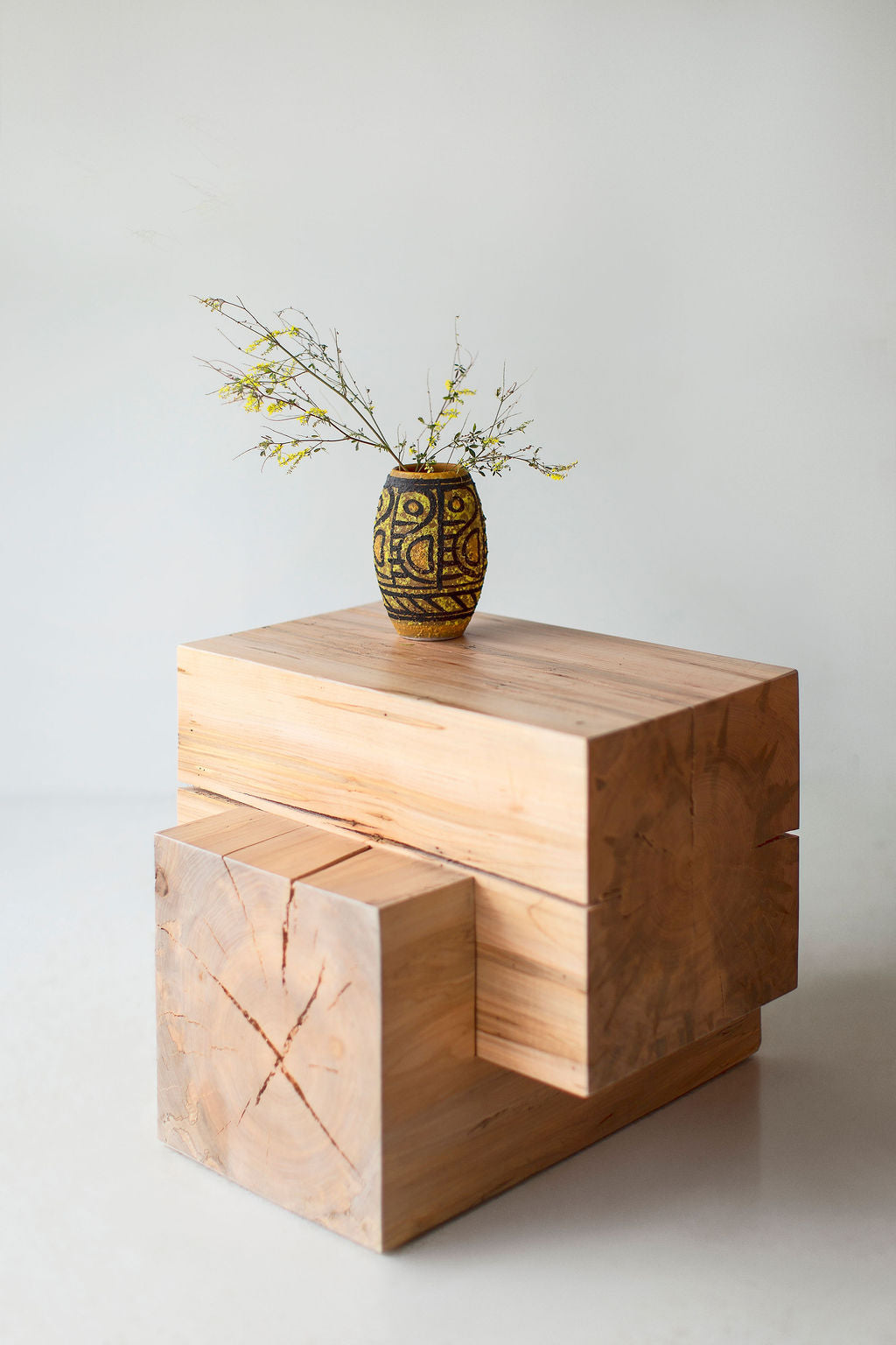 Wood beam End Table - The Tetris - For Bertu Home - 3525