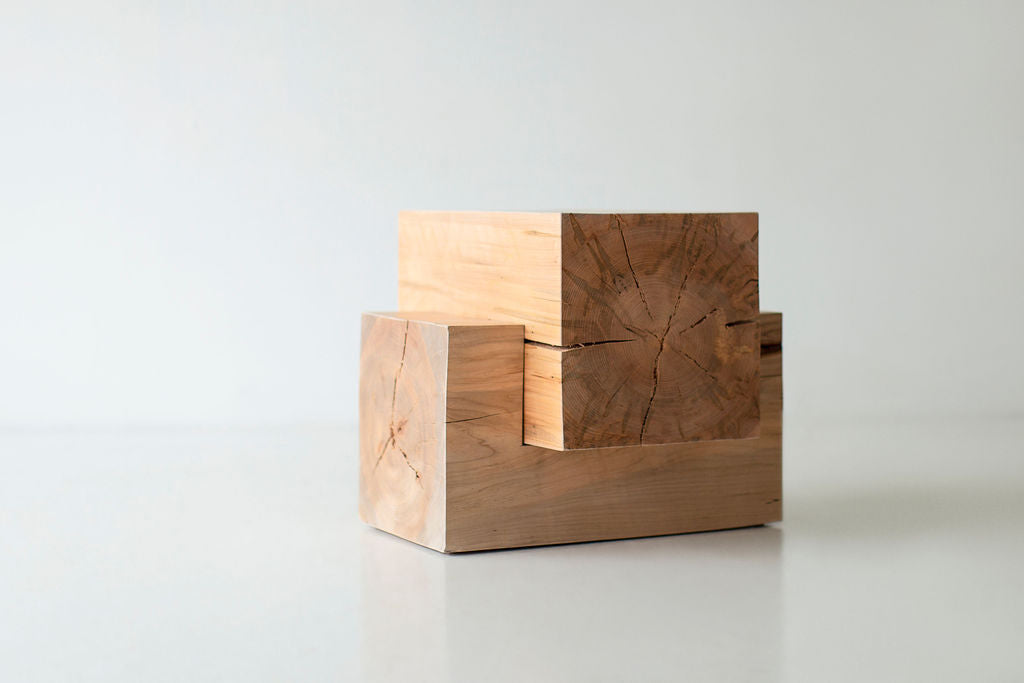 Wood beam End Table - The Tetris - For Bertu Home - 3525