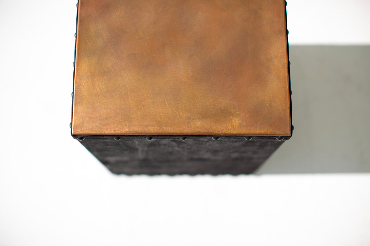 Cawtaba Modern Leather and Copper Side Tables - 2312