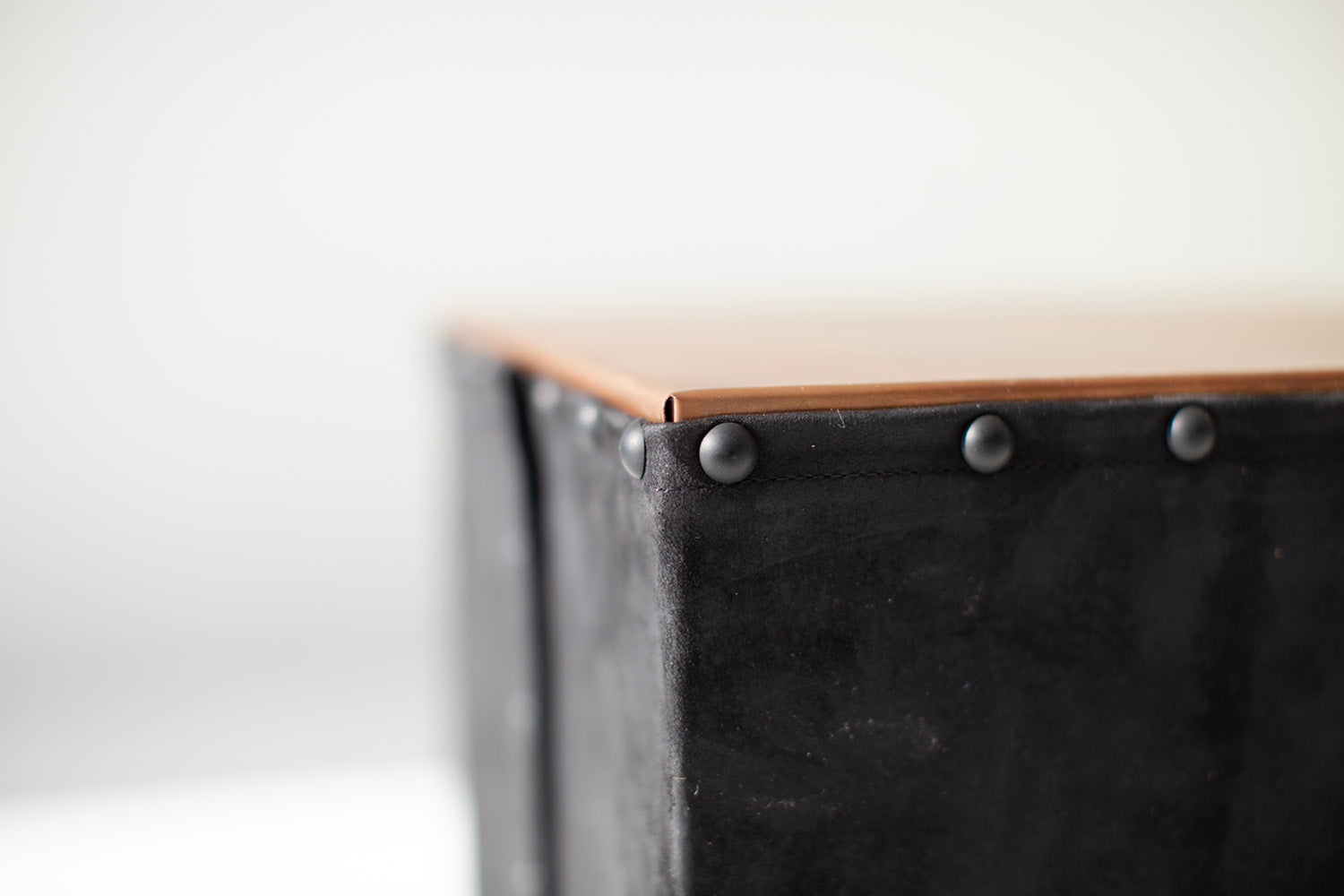 Cawtaba Modern Leather and Copper Side Tables - 2312