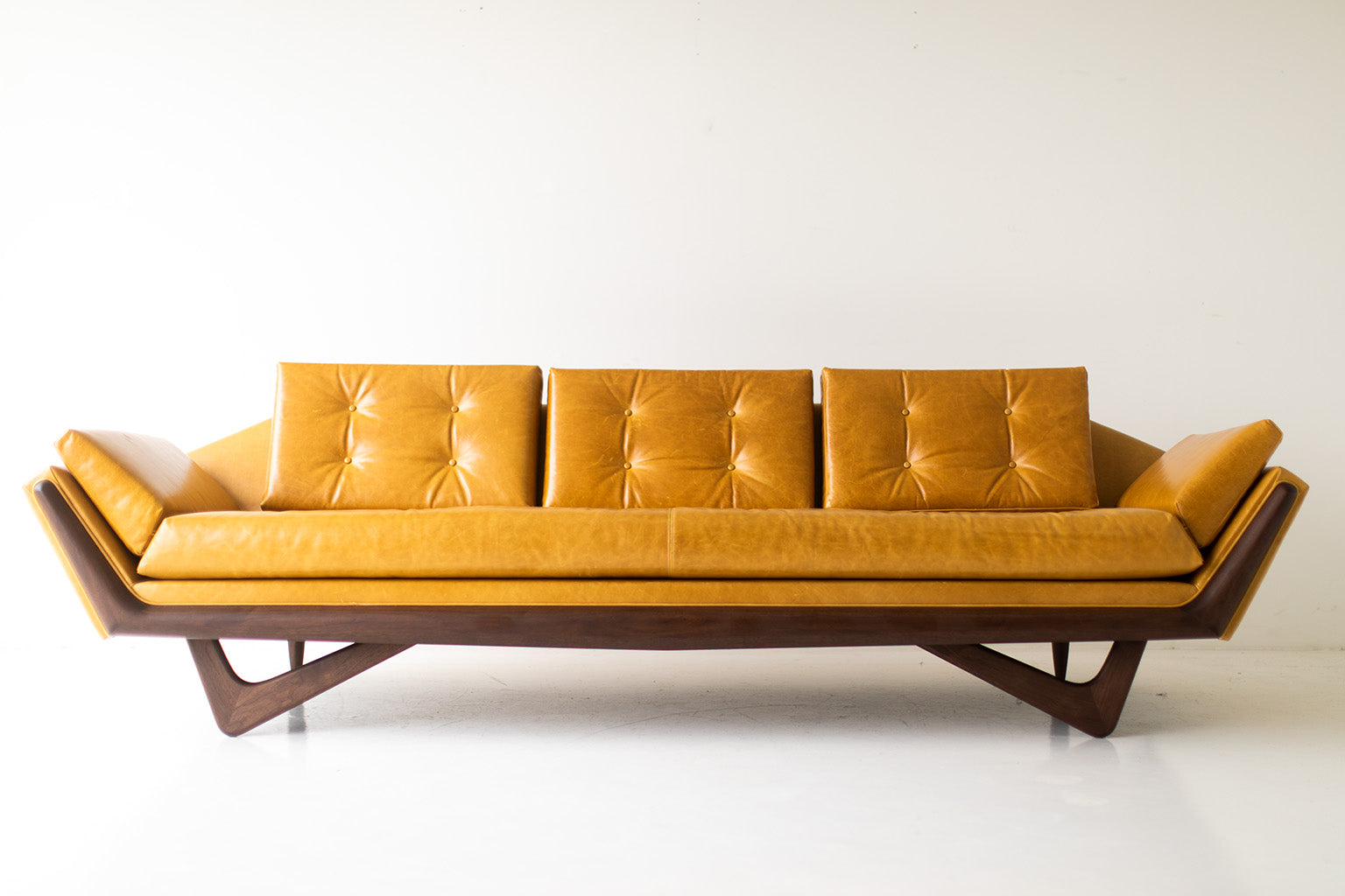 Jetson Modern Wood Sofa in Leather - 1404