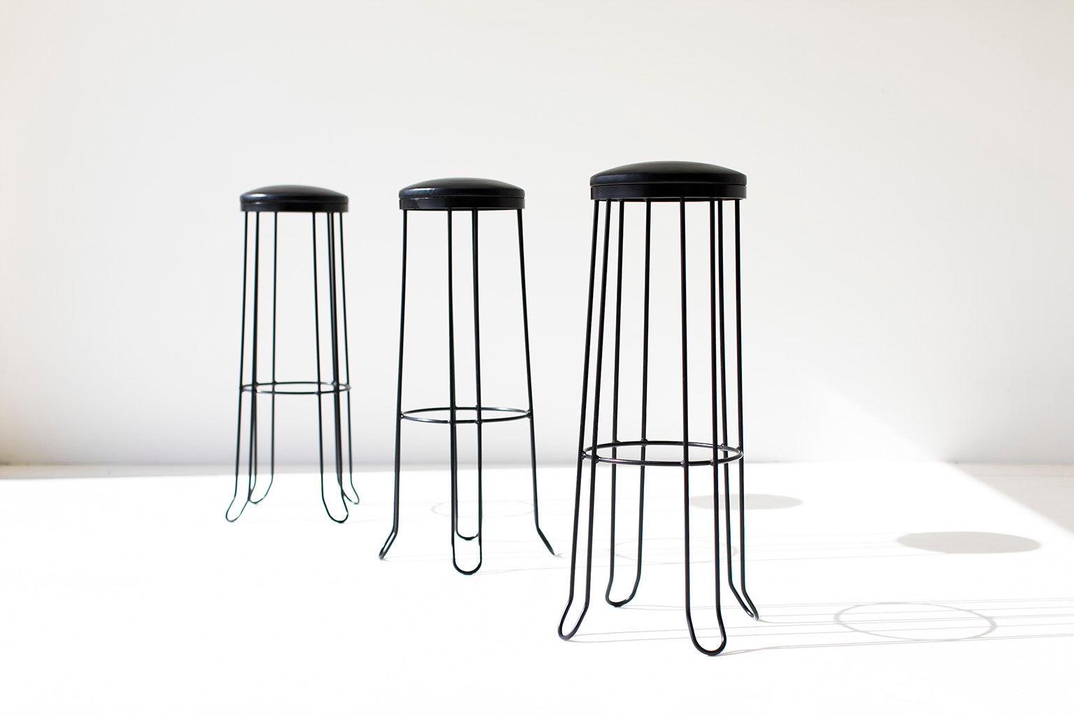 Trenchard Metal Counter Height Stools in Leather - 2319