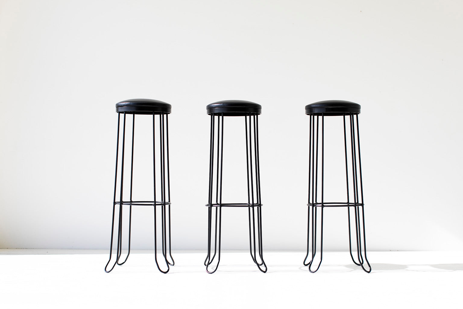 Trenchard Metal Counter Height Stools in Leather - 2319