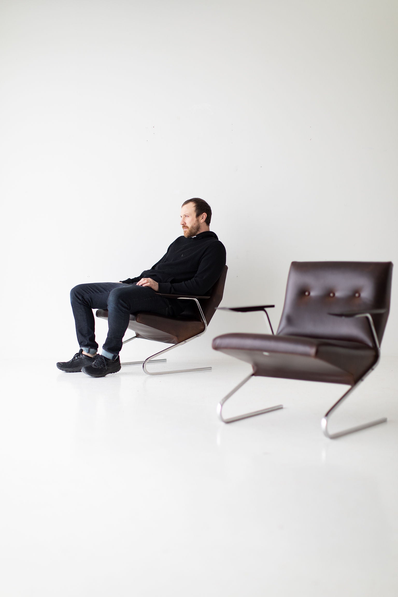 Georges Van Rijck Leather Lounge Chairs for Beaufort