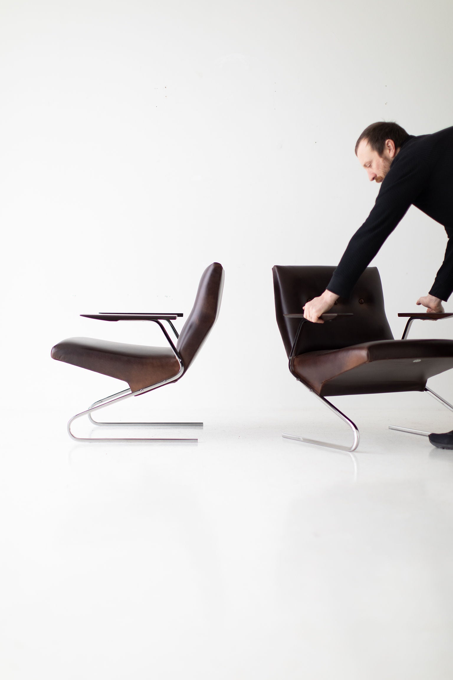 Georges Van Rijck Leather Lounge Chairs for Beaufort