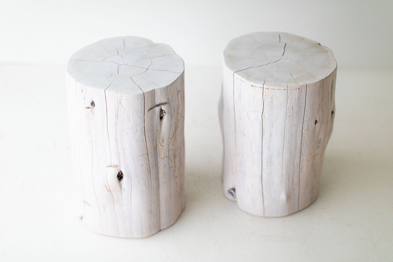 Large Tree Stump Side Tables - 1319 - Whitewash