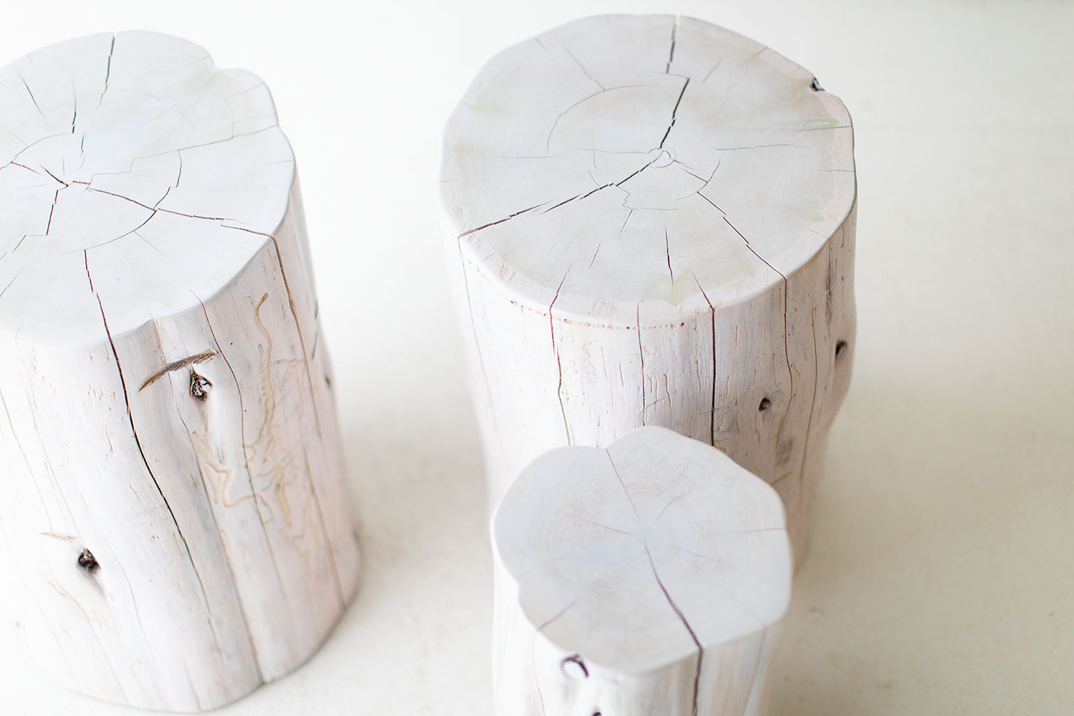 Large Tree Stump Side Tables - 1319 - Whitewash