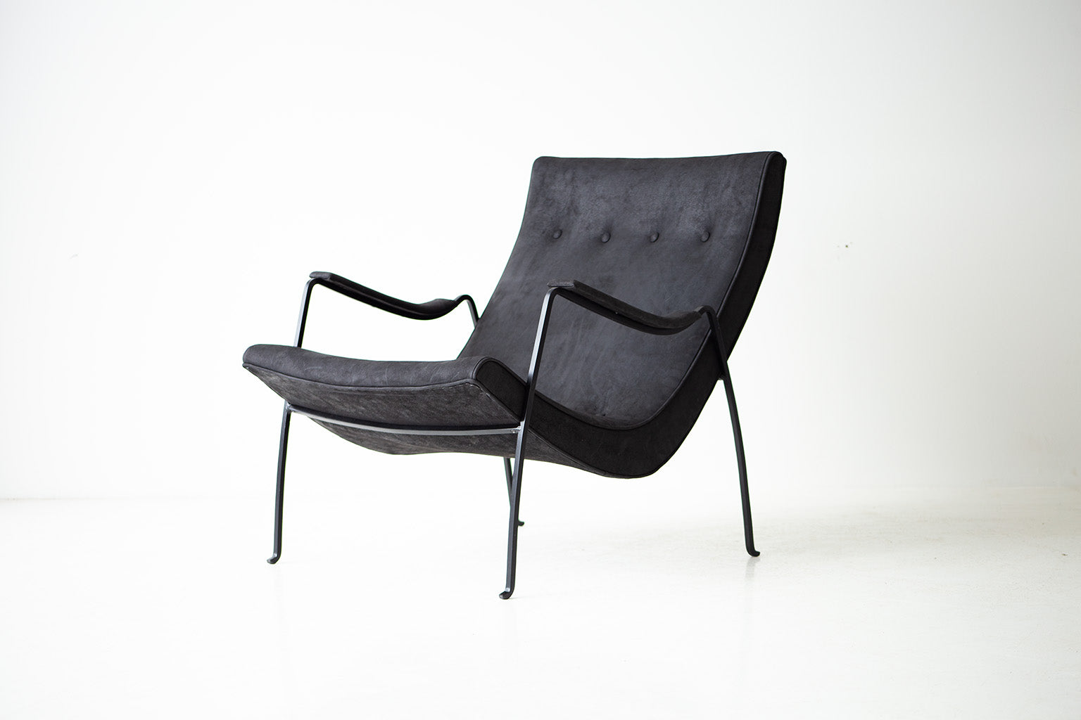 Milo Baughman Iron and Leather Lounge Chair for Thayer Coggin