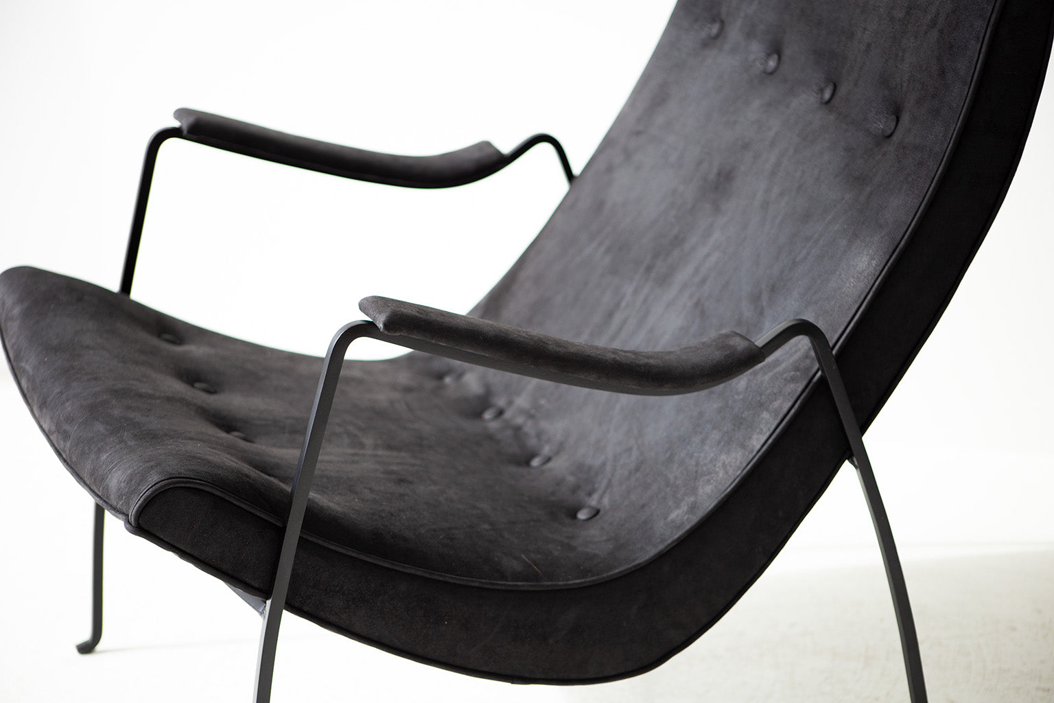 Milo Baughman Iron and Leather Lounge Chair for Thayer Coggin