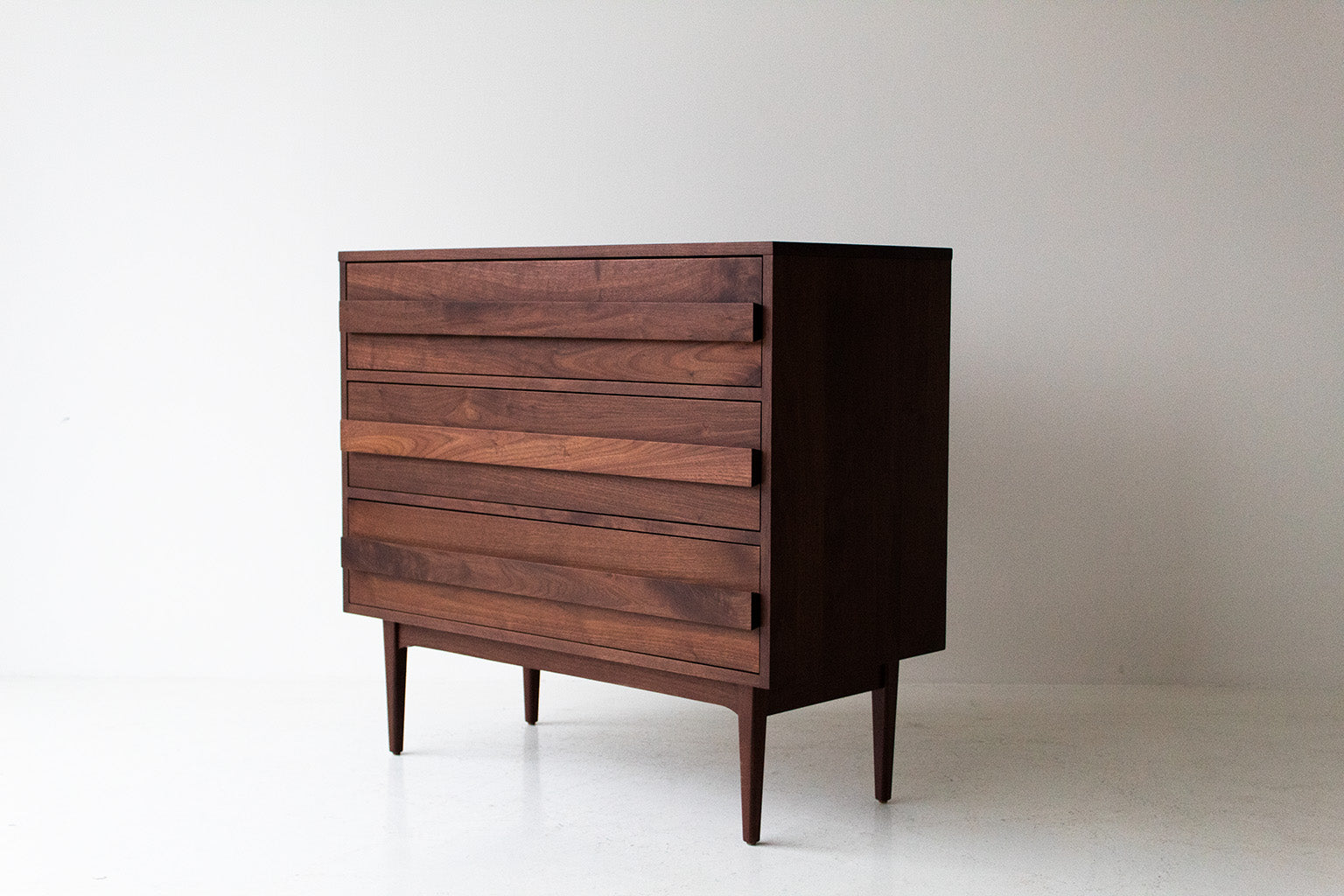 Modern Walnut 3-Drawer Dresser - 1122