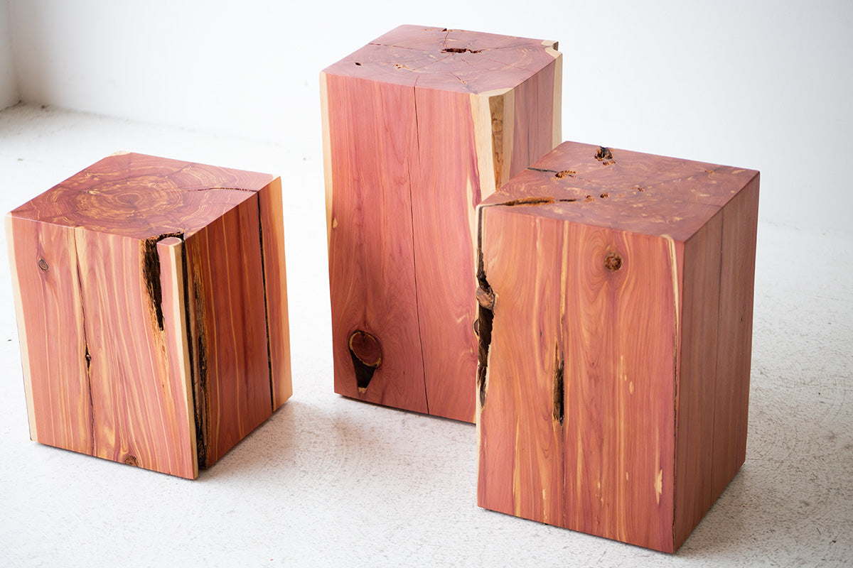 Red Cedar Stump Tables for Outdoor