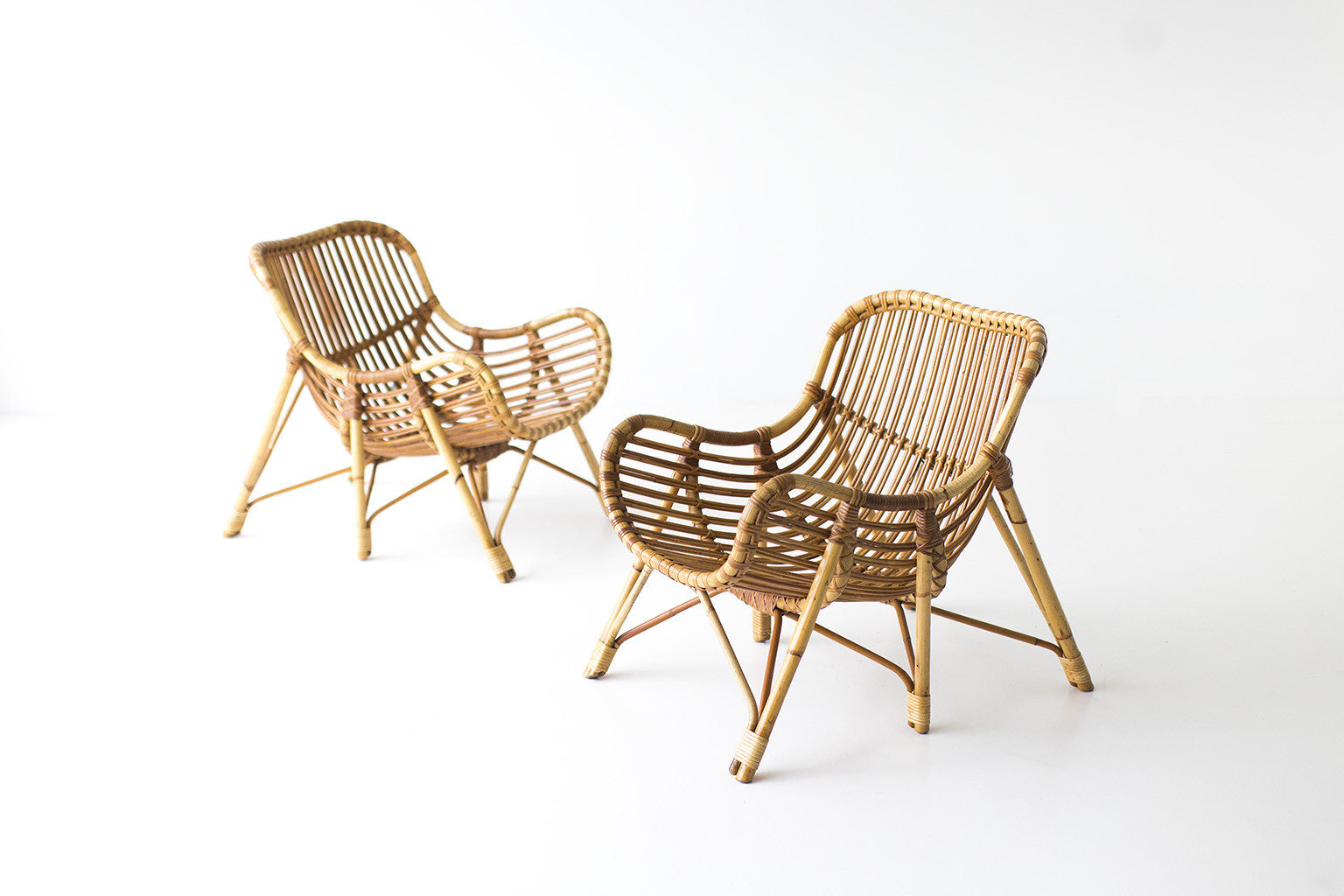 Danish Bamboo and Wicker Lounge Chairs by Laurids Lonborg - 01241602