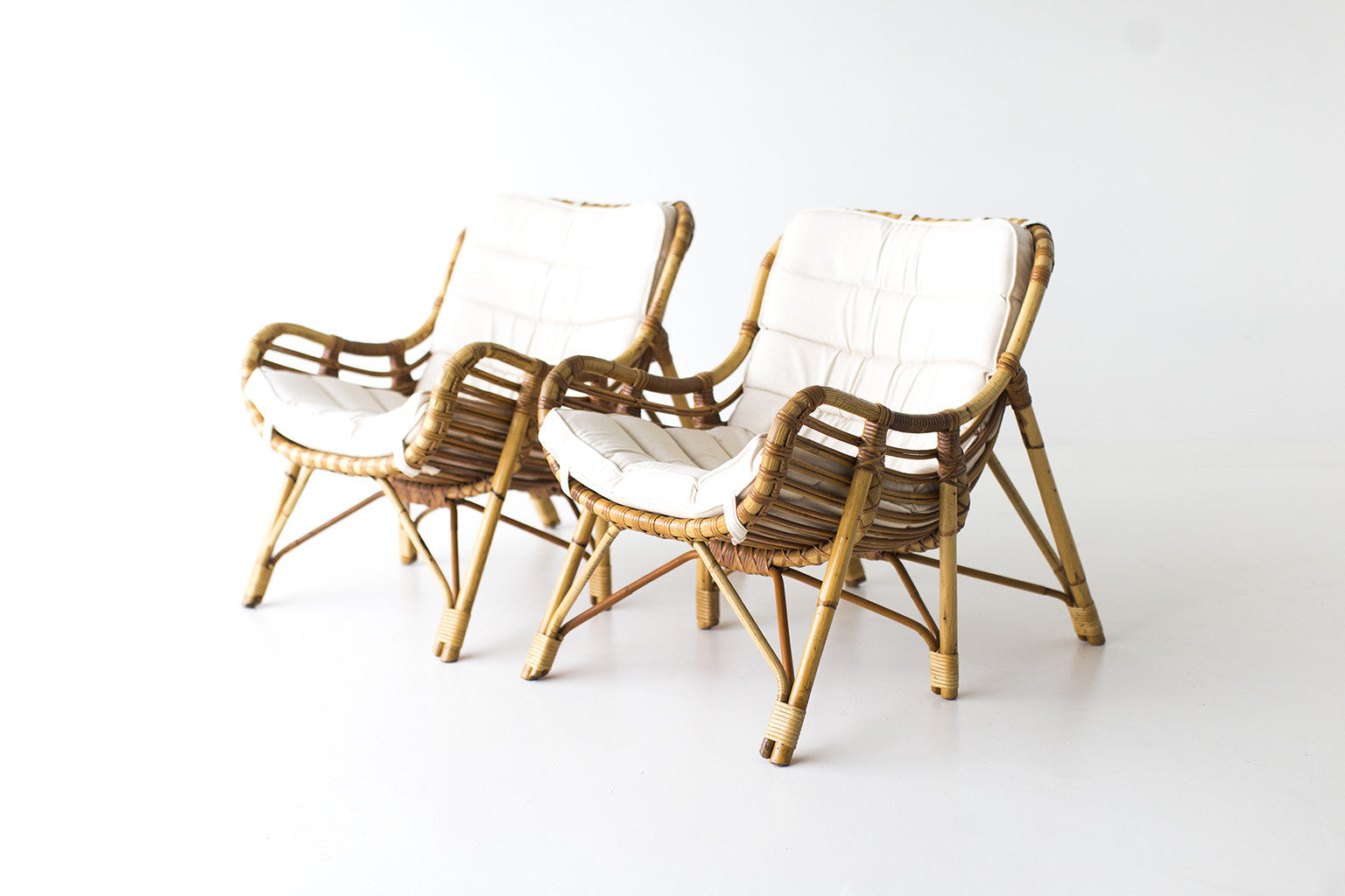 Danish Bamboo and Wicker Lounge Chairs by Laurids Lonborg - 01241602