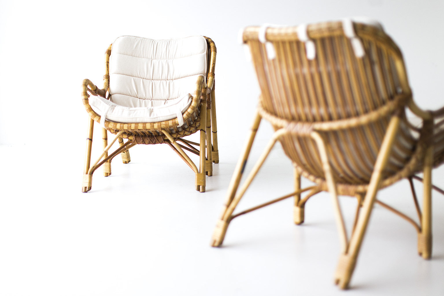 Danish Bamboo and Wicker Lounge Chairs by Laurids Lonborg - 01241602