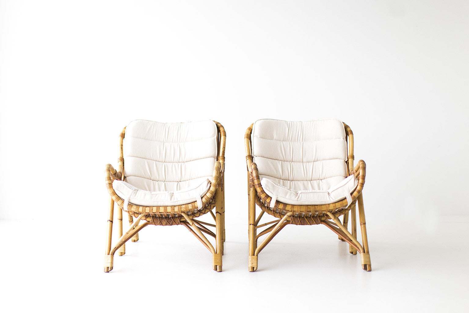 Danish Bamboo and Wicker Lounge Chairs by Laurids Lonborg - 01241602