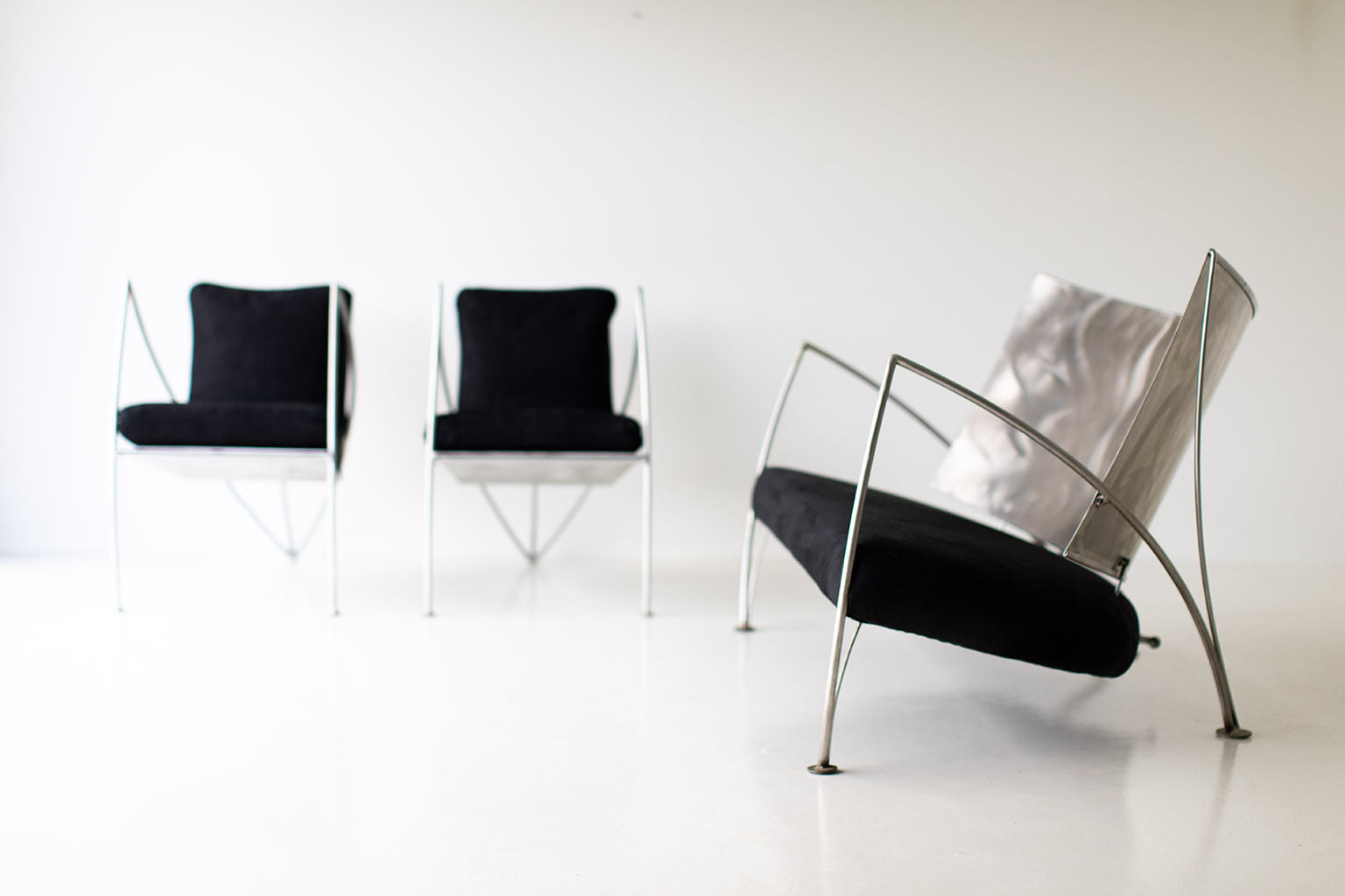 Modern Steel Studio Lounge Chairs by Stephen K Stuart - 11211802