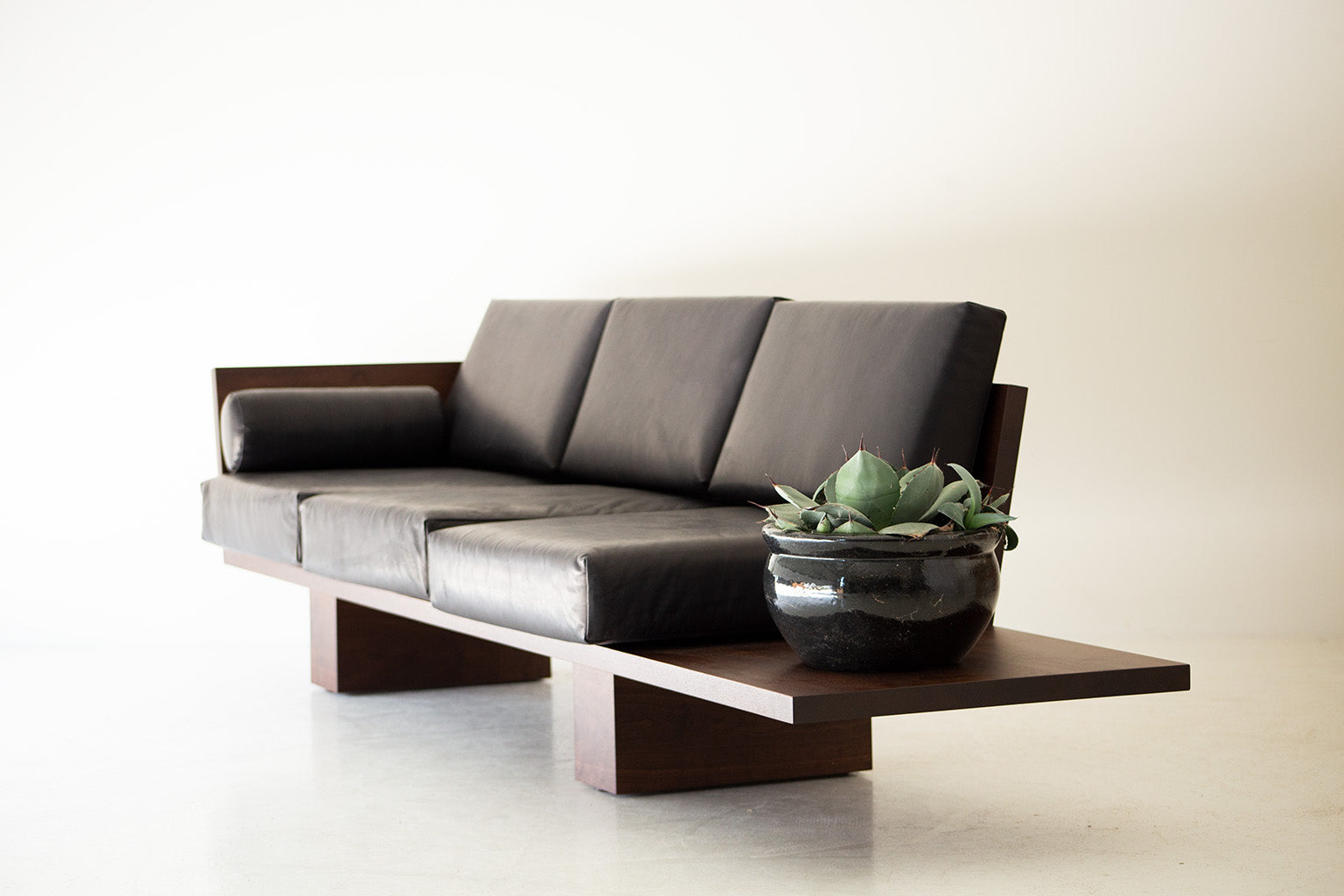 Modern Walnut Leather Sofa - The Suelo® - 3022