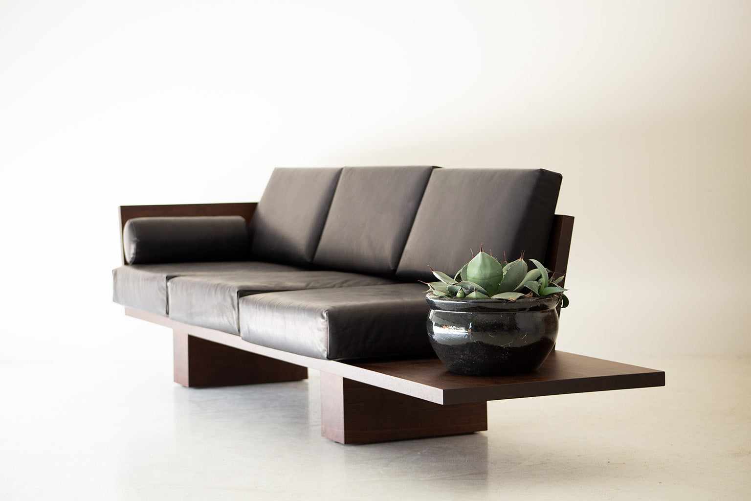 Modern Walnut Leather Sofa - The Suelo - 3022